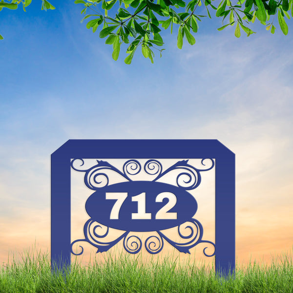 Oval Swirl Address Yard Stake Sign-House Number Yard Stake- Wedding Gift-Housewarming Gift