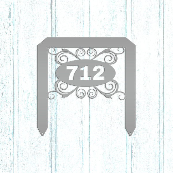 Oval Swirl Address Yard Stake Sign-House Number Yard Stake- Wedding Gift-Housewarming Gift