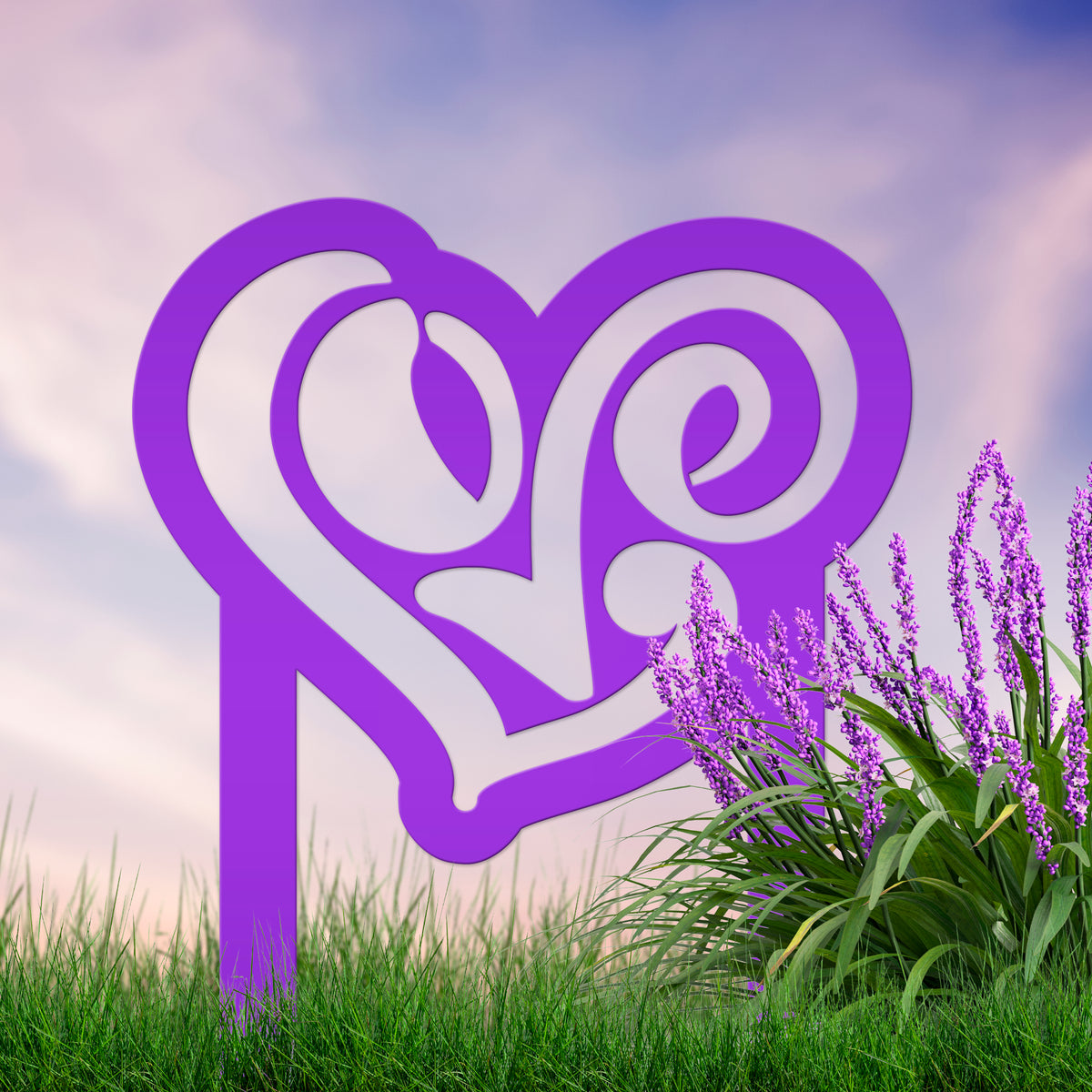 Outdoor Love Heart Metal Yard Stake Valentine's Day Decor Valentine