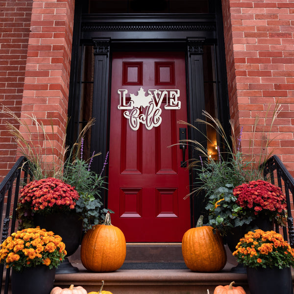 Fall Door Sign - Love Fall Metal Sign - Autumn Decor -