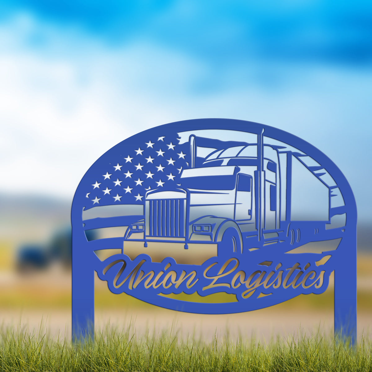 SemiTruck Yard Stake, Metal Customized Big Rig Decor, 18Wheeler Truc