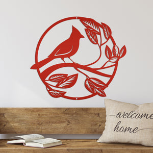 cardinal bird metal sign 