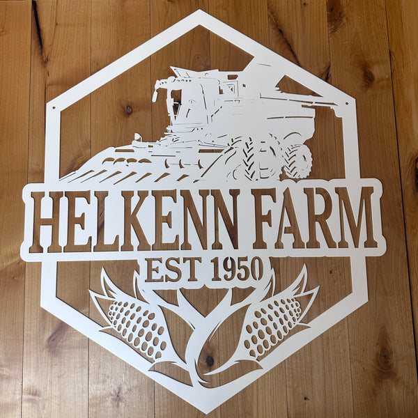 Personalized Corn and Combine Metal Sign, Farmhouse Metal Wall Decor, Combine Wall Art, Combine Wall Decor, Farm Wall Decor, Fathers Day Gift, Gift for Farmer