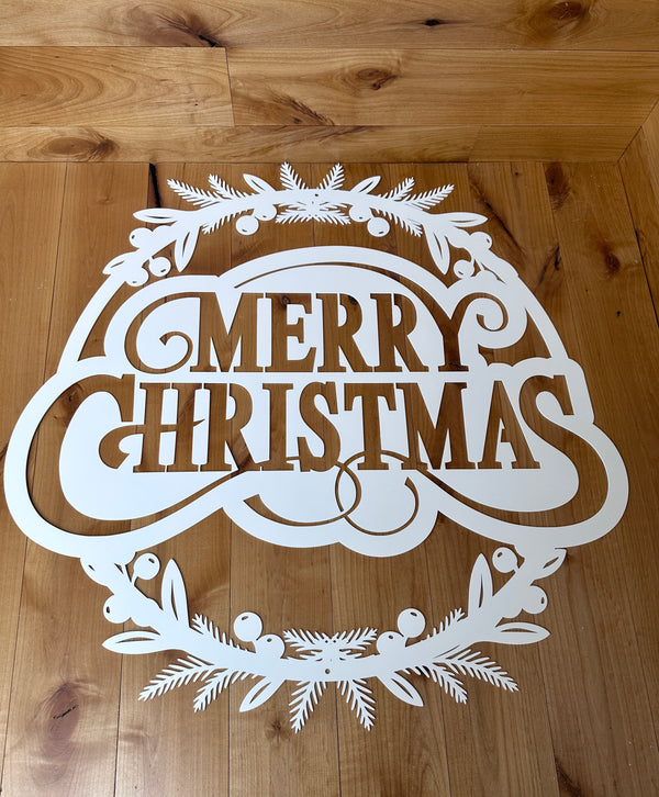 Metal Christmas Wreath Sign, Holiday Decor, Indoor, Outdoor