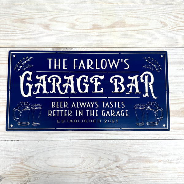 Custom Garage Bar Metal Sign , Pub Wall Decor , Bar Wall Art, Man Cave Basement Bar Wall Decor & Signs