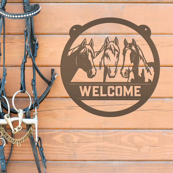 Horse Metal Sign Personalized-Horse Girl-Horse Decor-Horse Lovers-Horse Welcome-Horse Sign for Barn-Home-Trailer