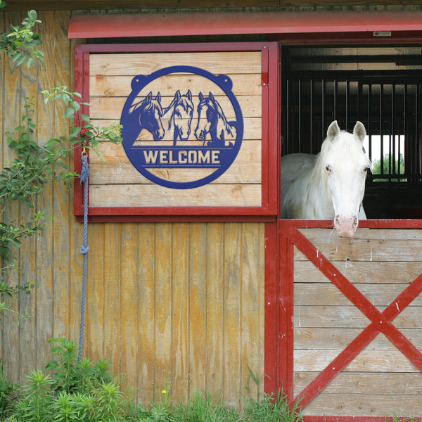 Horse Metal Sign Personalized-Horse Girl-Horse Decor-Horse Lovers-Horse Welcome-Horse Sign for Barn-Home-Trailer