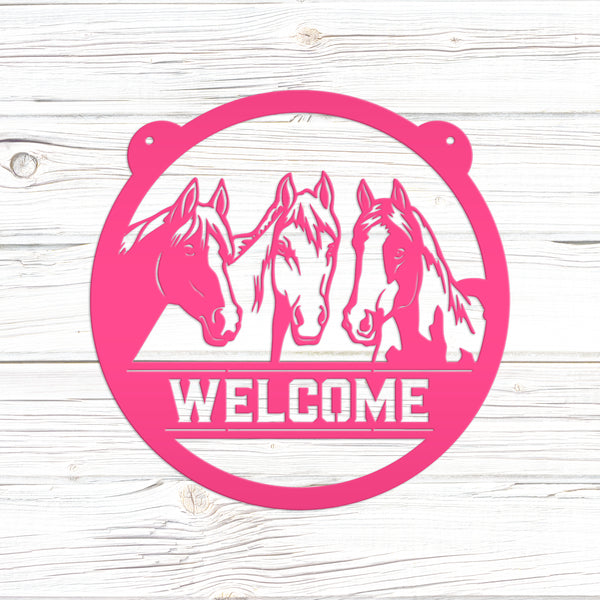 Horse Metal Sign Personalized-Horse Girl-Horse Decor-Horse Lovers-Horse Welcome-Horse Sign for Barn-Home-Trailer
