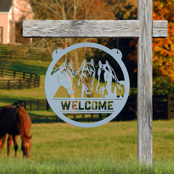 Horse Metal Sign Personalized-Horse Girl-Horse Decor-Horse Lovers-Horse Welcome-Horse Sign for Barn-Home-Trailer