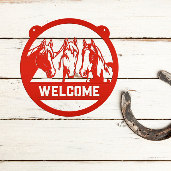 Horse Metal Sign Personalized-Horse Girl-Horse Decor-Horse Lovers-Horse Welcome-Horse Sign for Barn-Home-Trailer