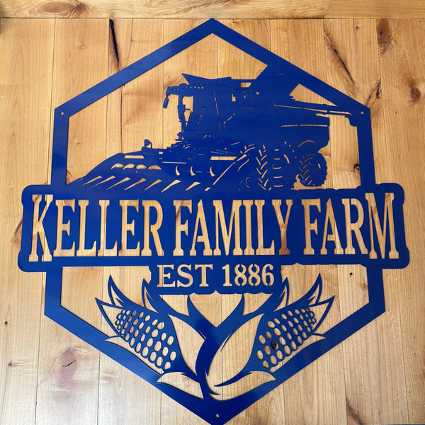 Personalized Corn and Combine Metal Sign, Farmhouse Metal Wall Decor, Combine Wall Art, Combine Wall Decor, Farm Wall Decor, Fathers Day Gift, Gift for Farmer