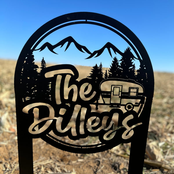Custom Metal Campsite Sign - Family Name Sign - RV sign for Camsite