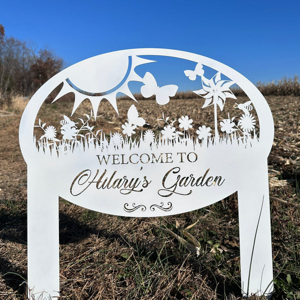 Custom Garden Sign With Flowers and Butterflies