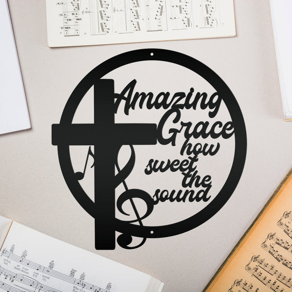 Amazing Grace Music Metal Sign