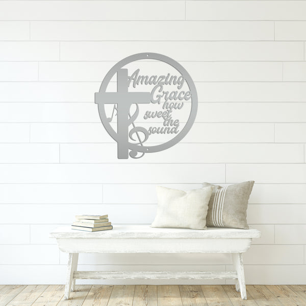 Amazing Grace Music Metal Sign