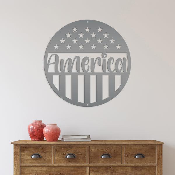 America Metal Sign-America Decor