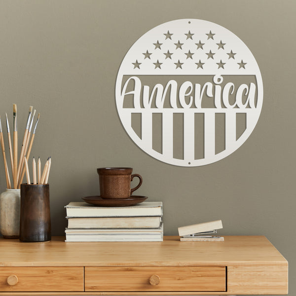 America Metal Sign-America Decor