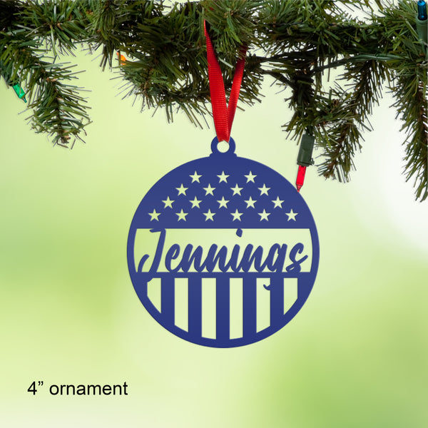 Customizable Patriotic - American Flag -Circle Name Sign