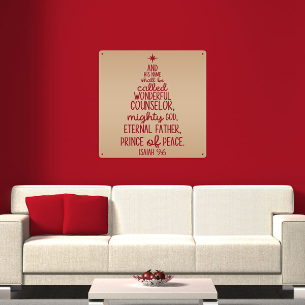 Isaiah 9:6 Christmas Tree Metal Sign-Isaiah Bible Verse Metal Wall Art-Wonderful Counselor -Christmas Scripture