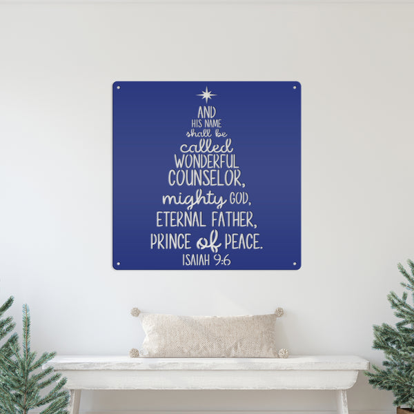 Isaiah 9:6 Christmas Tree Metal Sign-Isaiah Bible Verse Metal Wall Art-Wonderful Counselor -Christmas Scripture