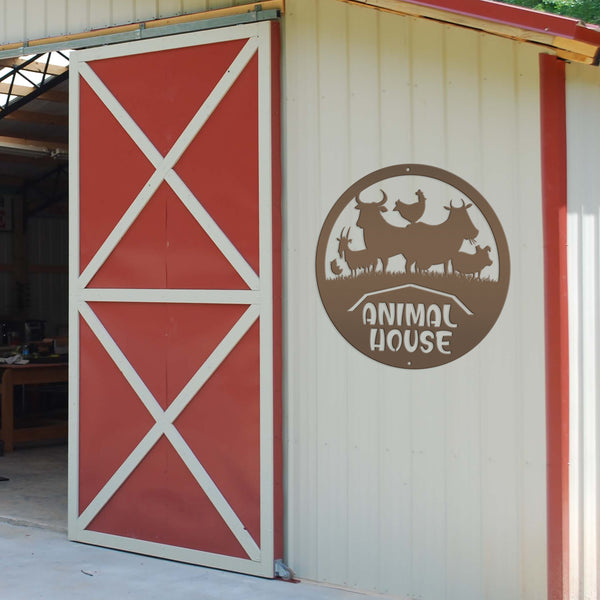 Farm Animal House Metal Sign, Farmhouse Wall Decor & Wall Art, Farm Decor, Gift for Farmer, Farming Gifts, Wall Decor for Barn, Children's Bedroom Wall Decor, Kid Farm Bedroom Wall Decor