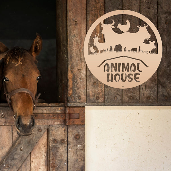 Farm Animal House Metal Sign, Farmhouse Wall Decor & Wall Art, Farm Decor, Gift for Farmer, Farming Gifts, Wall Decor for Barn, Children's Bedroom Wall Decor, Kid Farm Bedroom Wall Decor