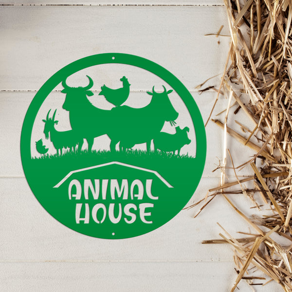 Farm Animal House Metal Sign, Farmhouse Wall Decor & Wall Art, Farm Decor, Gift for Farmer, Farming Gifts, Wall Decor for Barn, Children's Bedroom Wall Decor, Kid Farm Bedroom Wall Decor