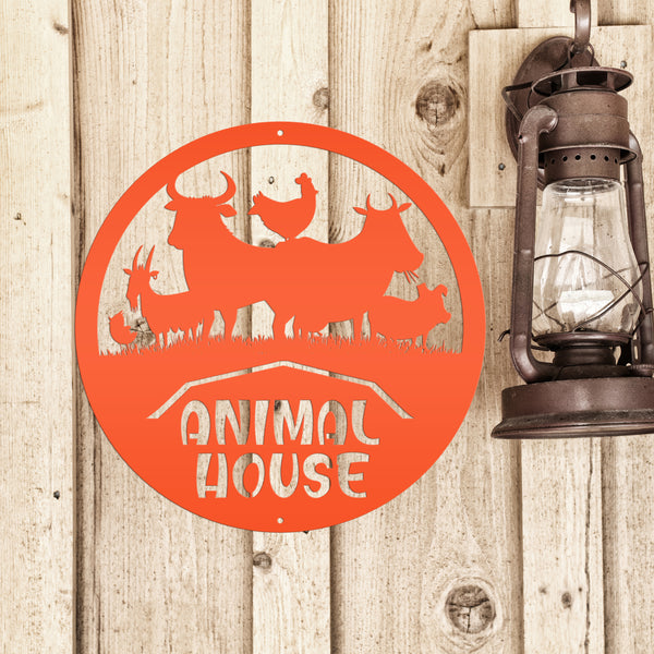 Farm Animal House Metal Sign, Farmhouse Wall Decor & Wall Art, Farm Decor, Gift for Farmer, Farming Gifts, Wall Decor for Barn, Children's Bedroom Wall Decor, Kid Farm Bedroom Wall Decor