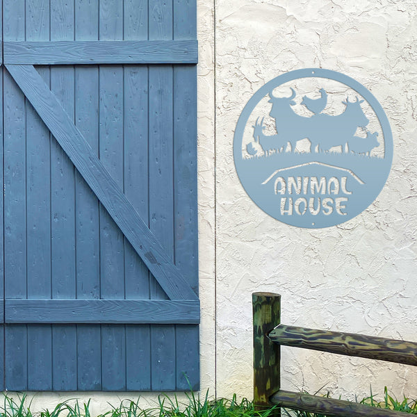 Farm Animal House Metal Sign, Farmhouse Wall Decor & Wall Art, Farm Decor, Gift for Farmer, Farming Gifts, Wall Decor for Barn, Children's Bedroom Wall Decor, Kid Farm Bedroom Wall Decor