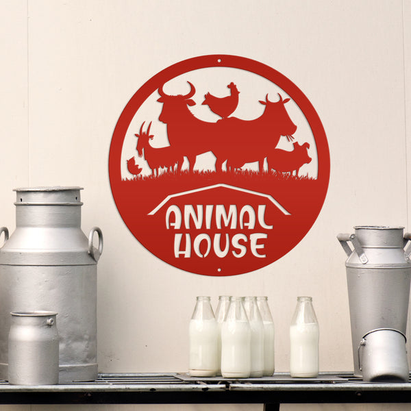 Farm Animal House Metal Sign, Farmhouse Wall Decor & Wall Art, Farm Decor, Gift for Farmer, Farming Gifts, Wall Decor for Barn, Children's Bedroom Wall Decor, Kid Farm Bedroom Wall Decor