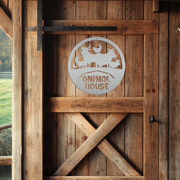 Farm Animal House Metal Sign, Farmhouse Wall Decor & Wall Art, Farm Decor, Gift for Farmer, Farming Gifts, Wall Decor for Barn, Children's Bedroom Wall Decor, Kid Farm Bedroom Wall Decor