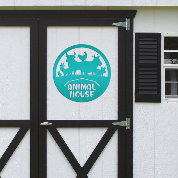 Farm Animal House Metal Sign, Farmhouse Wall Decor & Wall Art, Farm Decor, Gift for Farmer, Farming Gifts, Wall Decor for Barn, Children's Bedroom Wall Decor, Kid Farm Bedroom Wall Decor