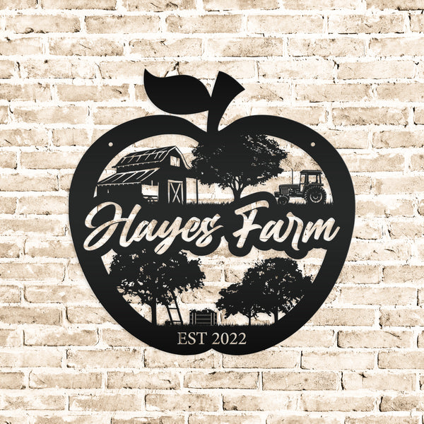 Personalized Apple Farm Metal Sign, Apple Shaped Sign Wall Decor, Apple Farm Business Sign, Apple Wall Art & Decor, Apple Orchard Sign