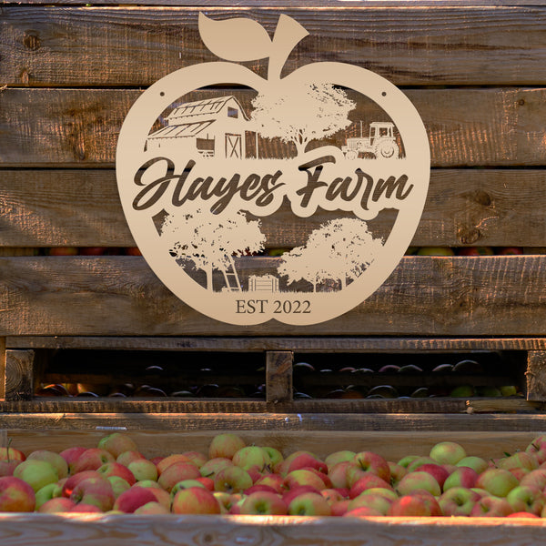 Personalized Apple Farm Metal Sign, Apple Shaped Sign Wall Decor, Apple Farm Business Sign, Apple Wall Art & Decor, Apple Orchard Sign