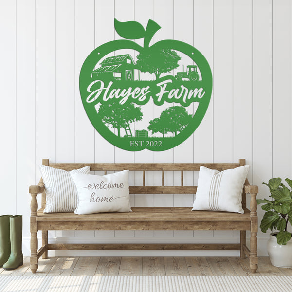 Personalized Apple Farm with Established Date Metal Sign