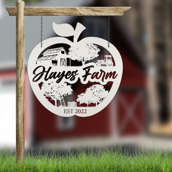 Personalized Apple Farm Metal Sign, Apple Shaped Sign Wall Decor, Apple Farm Business Sign, Apple Wall Art & Decor, Apple Orchard Sign