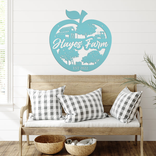 Personalized Apple Farm with Established Date Metal Sign