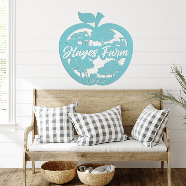 Personalized Apple Farm Metal Sign, Apple Shaped Sign Wall Decor, Apple Farm Business Sign, Apple Wall Art & Decor, Apple Orchard Sign