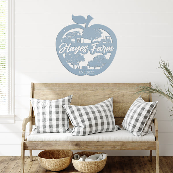 Personalized Apple Farm Metal Sign, Apple Shaped Sign Wall Decor, Apple Farm Business Sign, Apple Wall Art & Decor, Apple Orchard Sign