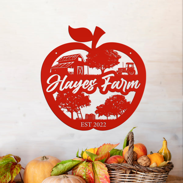 Personalized Apple Farm Metal Sign, Apple Shaped Sign Wall Decor, Apple Farm Business Sign, Apple Wall Art & Decor, Apple Orchard Sign