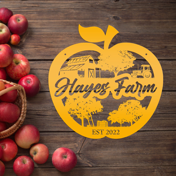 Personalized Apple Farm Metal Sign, Apple Shaped Sign Wall Decor, Apple Farm Business Sign, Apple Wall Art & Decor, Apple Orchard Sign