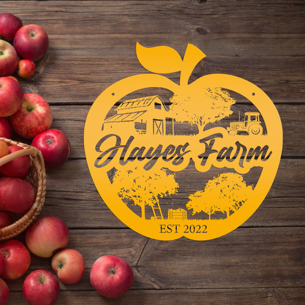 Personalized Apple Farm Metal Sign, Apple Shaped Sign Wall Decor, Apple Farm Business Sign, Apple Wall Art & Decor, Apple Orchard Sign