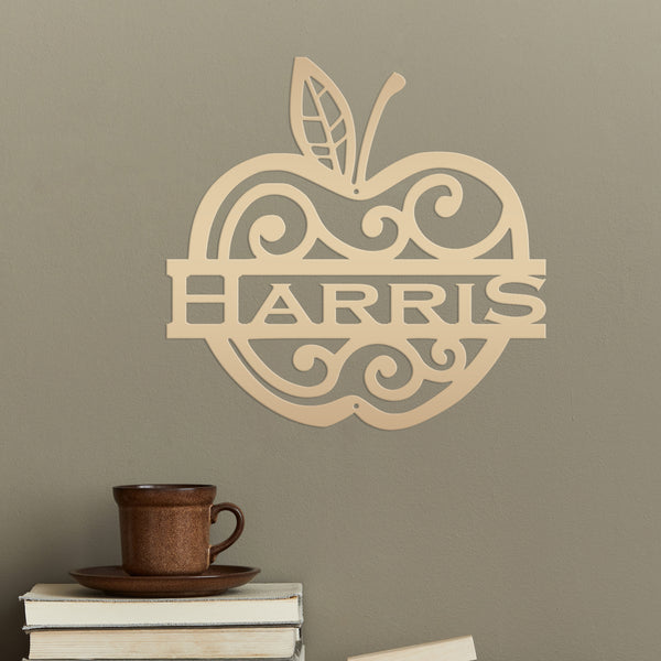 Personalized Apple Monogram Metal Sign - Teacher Gift - Apple Farm Sign