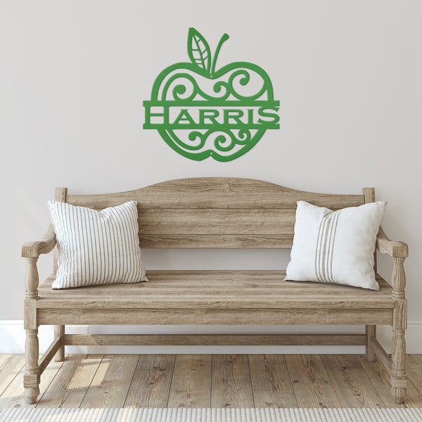 Personalized Apple Monogram Metal Sign - Teacher Gift - Apple Farm Sign