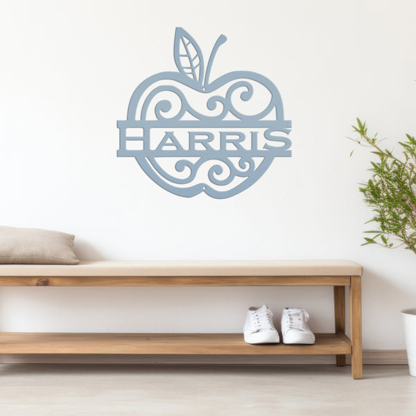 Personalized Apple Monogram Metal Sign - Teacher Gift - Apple Farm Sign