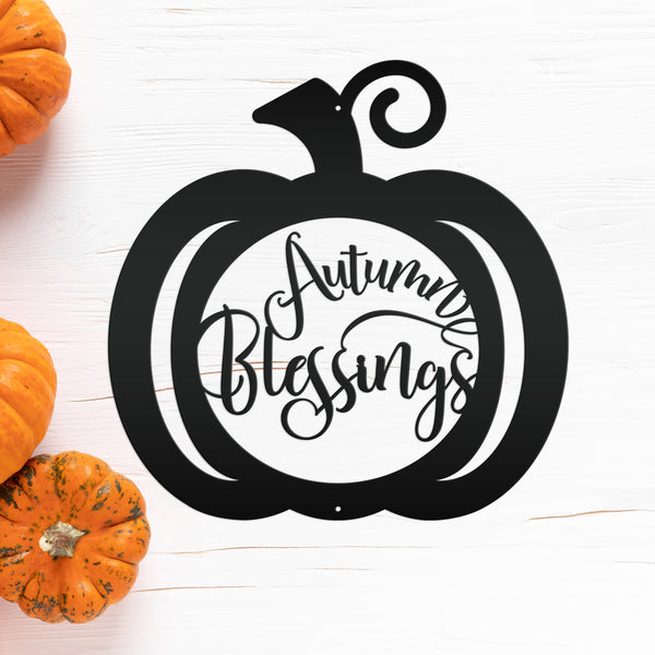 Autumn Blessings Pumpkin Fall Décor Metal Sign