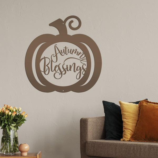 Autumn Blessings Pumpkin Fall Décor Metal Sign