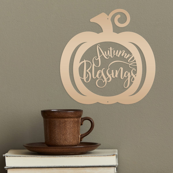 Autumn Blessings Pumpkin Fall Décor Metal Sign