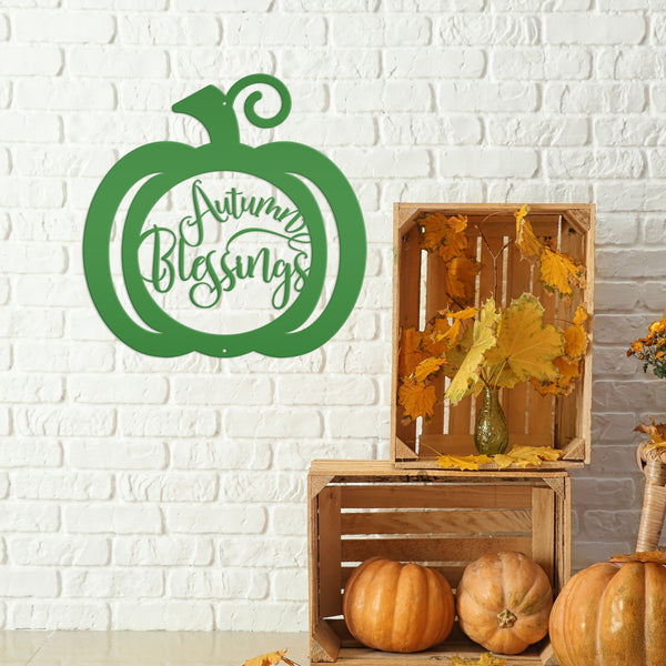 Autumn Blessings Pumpkin Fall Décor Metal Sign
