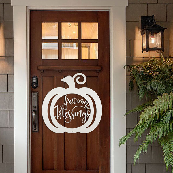 Autumn Blessings Pumpkin Fall Décor Metal Sign